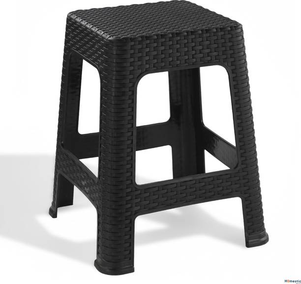 HOMESTIC Plastic Optima Seating Stool Suitable for Indoor & Outdoor Use | Black Living & Bedroom Stool