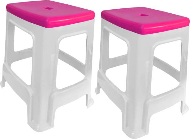wow craft Heavy Duty Plastic Seating Stool for Home, Office & Garden Pink Top Living & Bedroom Stool