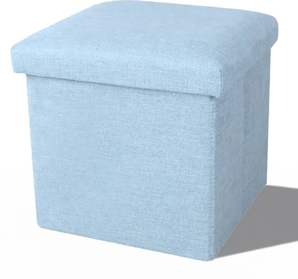 PRIME PICK Hessian Storage Stool Gray – Multi-purpose Storage Stool With Cushion Seat Living & Bedroom Stool