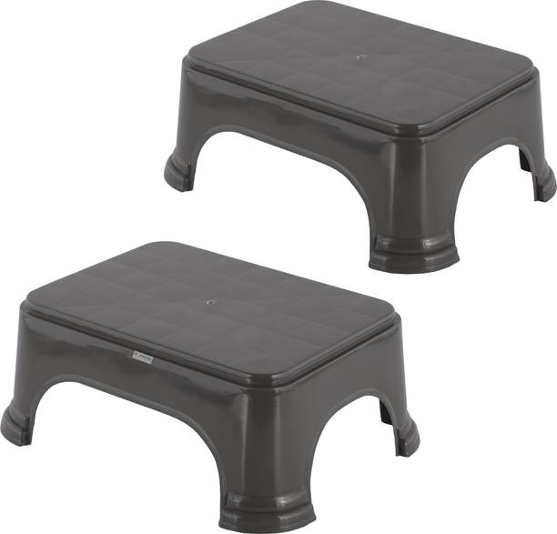 HOMESTIC Pack of 2 Durable Bathroom Stool for Bathing for Home | Plain - Grey Stool