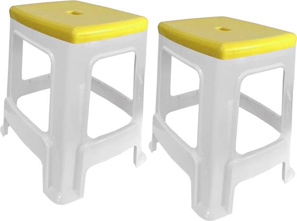wow craft Heavy Duty Plastic Seating Stool for Home, Office & Garden Yellow Top Living & Bedroom Stool