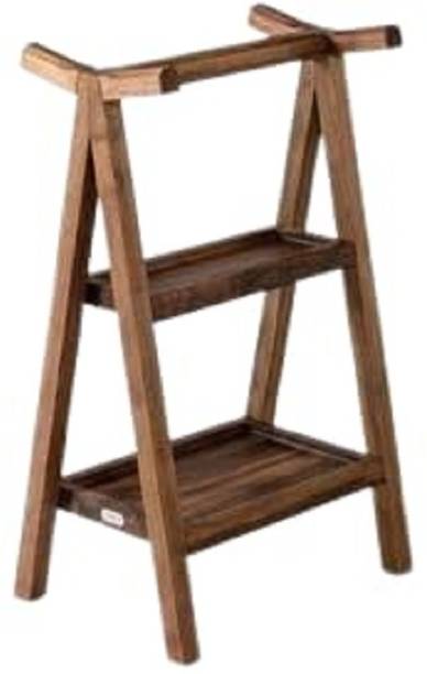 Mahoksha Teak Wooden Dual Purpose 4 Step Stool Stand for Kitchen Stool