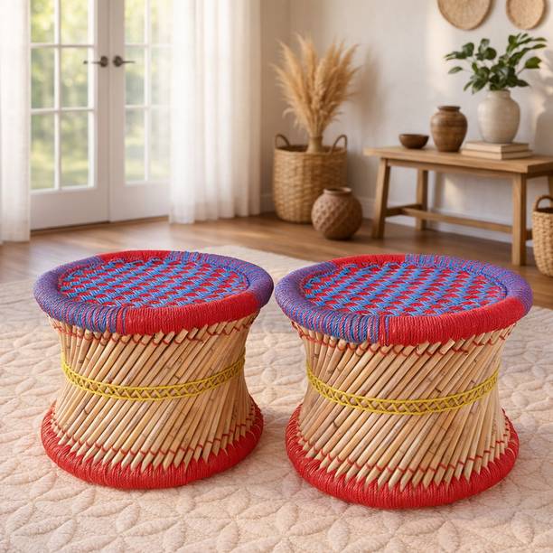SKY MOODHA HOUSE Pure Handmade Bamboo mudda/Chair for Living Room/Office/Home for Indoor Packof-2 Outdoor & Cafeteria Stool
