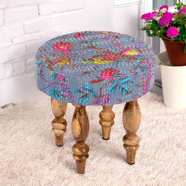 Ikiriya Roswell Sheesham Wood Mid Century Round Living & Bedroom Stool