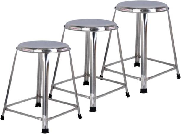 Lifetime Stools 18 inch Stainless Steel Stool for SItting Pack of 3 Outdoor & Cafeteria Stool