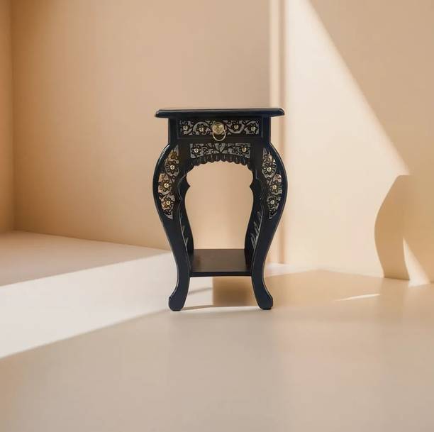 Smarts collection Handmade Wooden Floral Carved With Drower Stool for Living & Bedroom Stool
