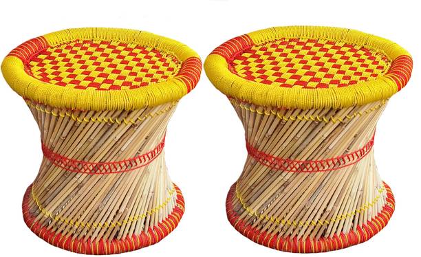 Bhavishya Bamboo Mudda Stool, Chair For Living Room Round Shape Wooden Stool For Garden Outdoor & Cafeteria Stool