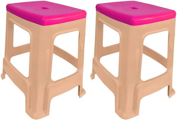 wow craft Heavy Duty Plastic Stool for Living & Bedroom Pink Top Living & Bedroom Stool
