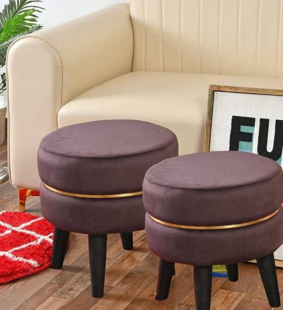 Access craft Access Craft Beautiful Velvet Puffy Office Stool with Black Legs Home (Brown) Stool