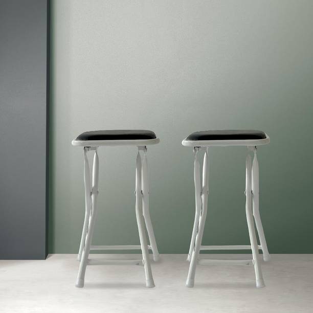 koorsi and co Compact Foldable Sqaure Metal Stool Set-2, Heavy Duty 18-Inch Portable Stool Kitchen Stool