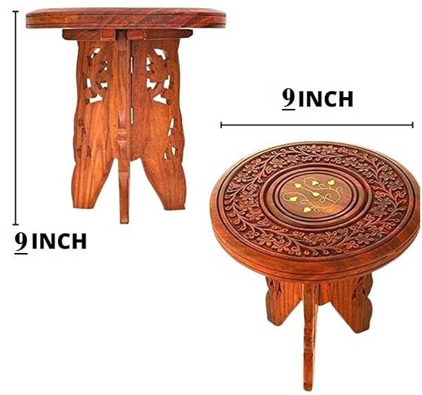 UWI CRAFTS Wooden Round Table Foldable with 3 Leg for Living Room Long Lasting Durable Living & Bedroom Stool