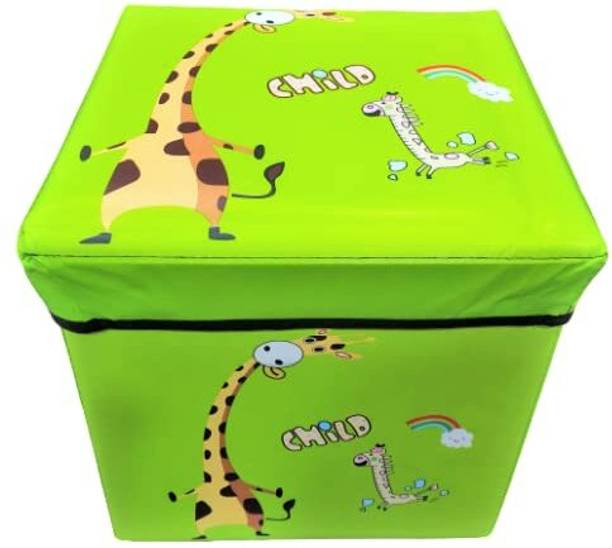 VRT Storage Box Portable & Foldable Laundry Box Cum Sitting Stool Storage Box