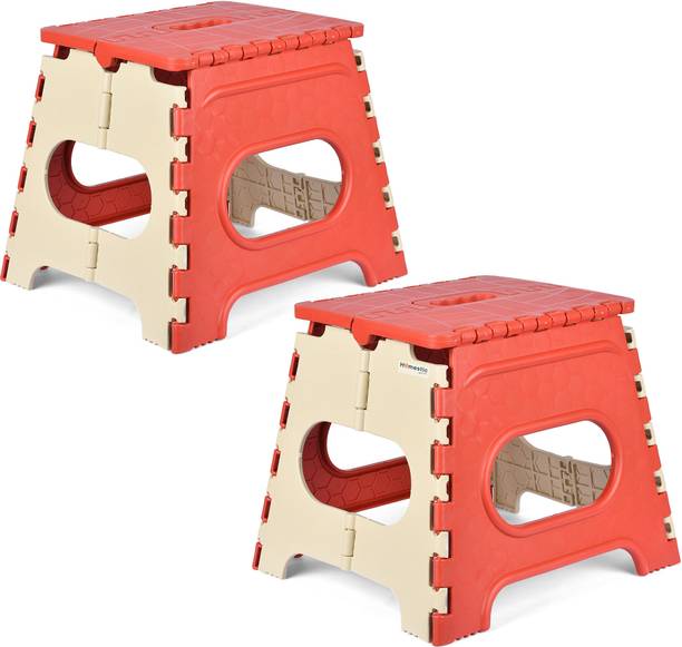 HOMESTIC Collapsible Stool Outdoor-Fishing-Gardening-Travel|Pack of 2|Small|Cream & Red Stool