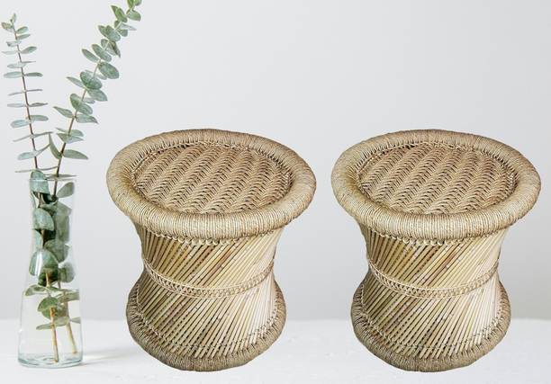 Bhavishya Bamboo Mudda Stool, Chair For Living Room Round Shape Wooden Stool For Garden Outdoor & Cafeteria Stool