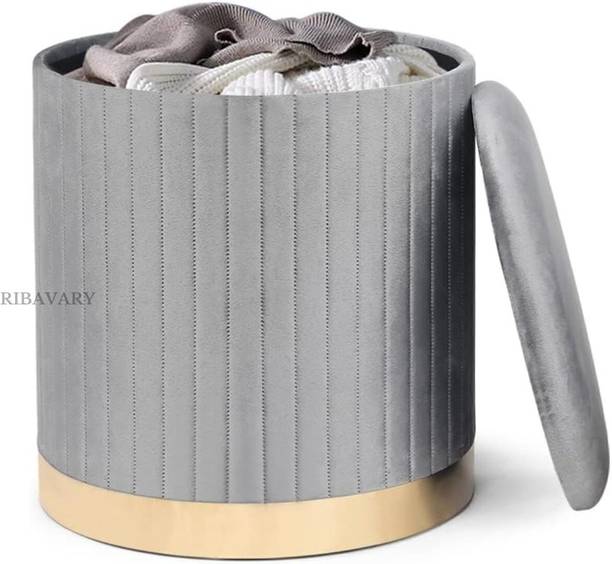 RIBAVARY Round Velvet Storage Ottoman,Vanity Stool Chair,Upholstered Foot Rest Stool Stool