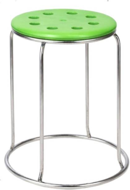 Saran SARAN Green Plastic Stool with Metal Frame | 450 mm Height | 310 mm Seat Living & Bedroom Stool