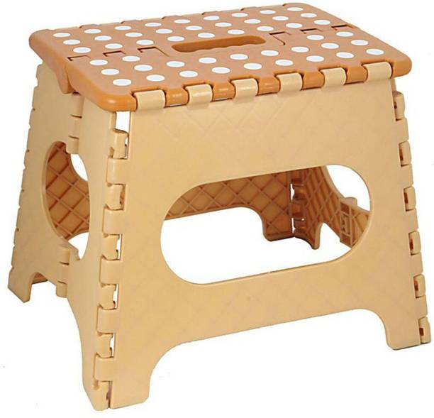 KUBER INDUSTRIES Small Size Foldable Step Stool with Anti Slip Dots and Strong Support (Brown)-CTKTC1890 Stool