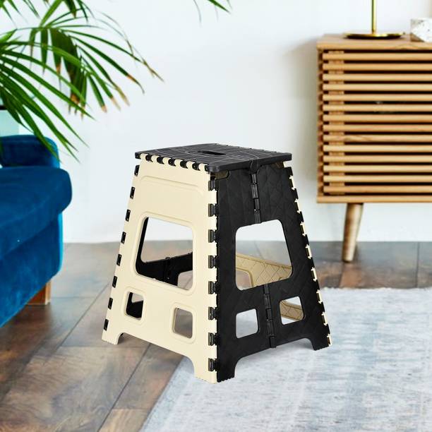 KUBER INDUSTRIES Collapsible Stool Outdoor-Fishing-Gardening-Travel|Large|Cream & Black Living & Bedroom Stool