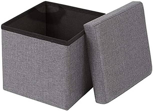 KIZJORYA Cube Shape Sitting Stool with Storage Box Living Foldable Storage Stool