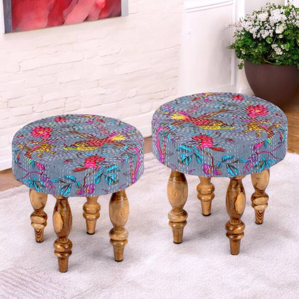 Ikiriya Roswell Sheesham Wood Mid Century Round Living & Bedroom Stool
