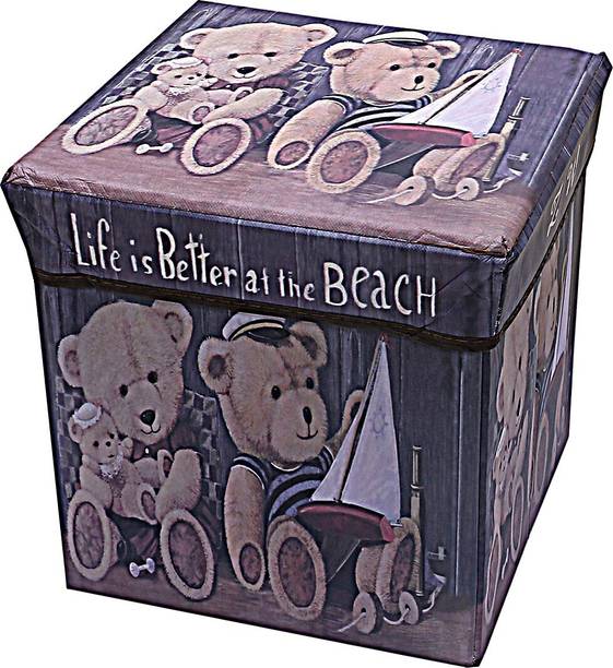 KUBER INDUSTRIES Cotton 1 Piece Foldable Cloth Storage Stool Seat Box (Multi) Stool