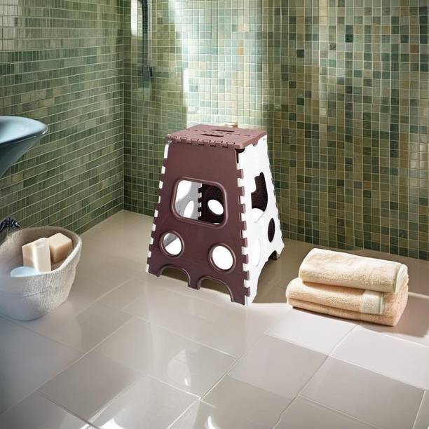 Billam 20 inch Bedroom & Kitchen Folding Stool (brown/white) Stool