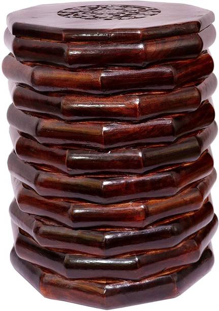 ZUHAIB CRAFTED LEGACY Wooden Stool Natural Wood with carving for Home Decor, Living room, Bedroom etc. Living & Bedroom Stool