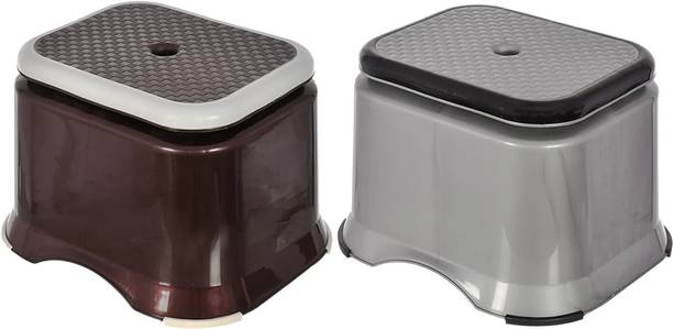 Heart Home Ultra 10 Anti-Slip Plastic Stool For Bathroom, Kitchen- Pack of 2 Stool