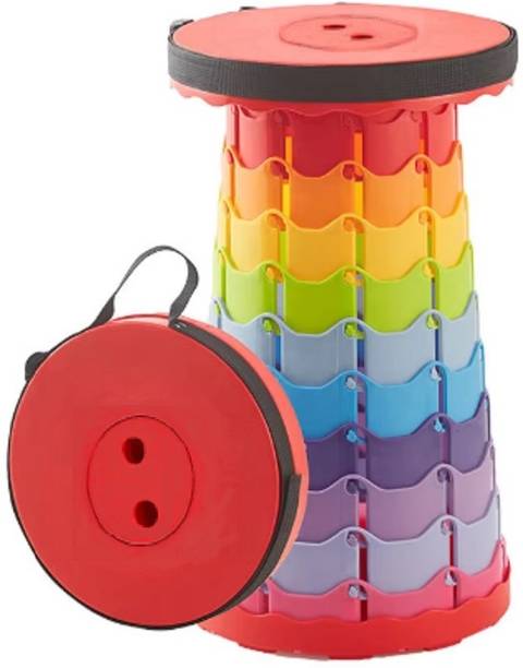 IndusBay Collapsible Folding Height Adjustable Stool with Carry handle Living & Bedroom Stool
