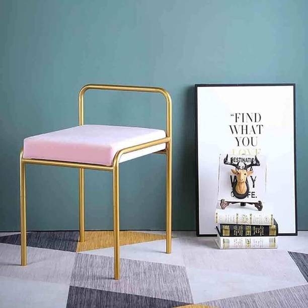 Indian Decor 46664 Chair Makeup Chair Chic Metal Square Low Backrest Dressing Stool