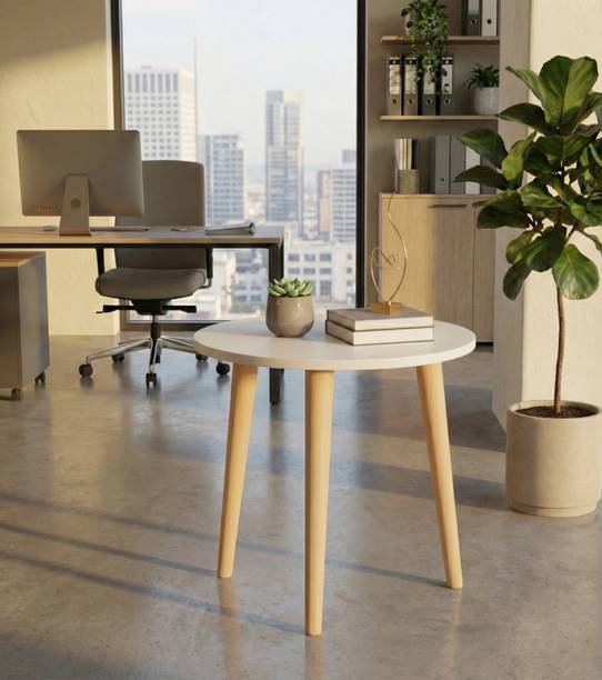 RoyalArtone Minimal Design Matte Finish White Round Stool for Sofa Corner & Bedside Living & Bedroom Stool