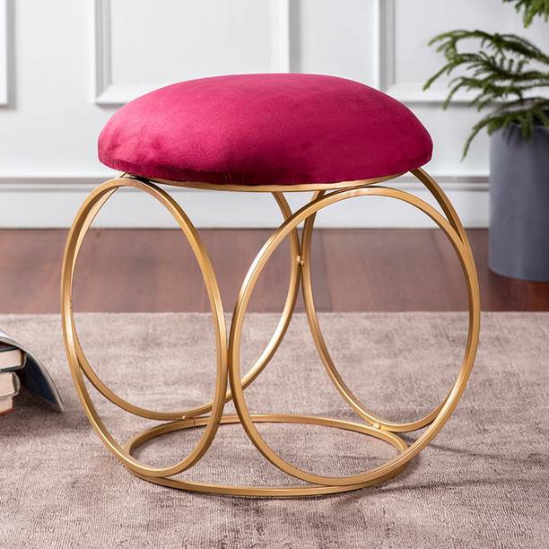 manzees Sitting Stool for Living Room Furniture Ottoman for Sitting Red and Gold Stool