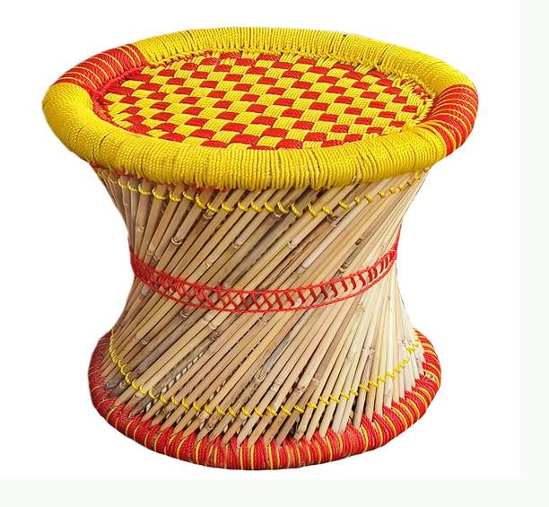 Bhavishya Bamboo Mudda Stool, Chair For Living Room Round Shape Wooden Stool For Garden Outdoor & Cafeteria Stool