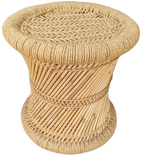Rashi Creation Handmade and Natural Bamboo Mudda Stool With Beige - 14 X 14 Inch Outdoor & Cafeteria Stool