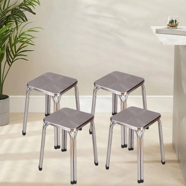 MAESTRO Set of 4 Stainless Steel Metal Stool for Home Office Medical Hospital Living & Bedroom Stool