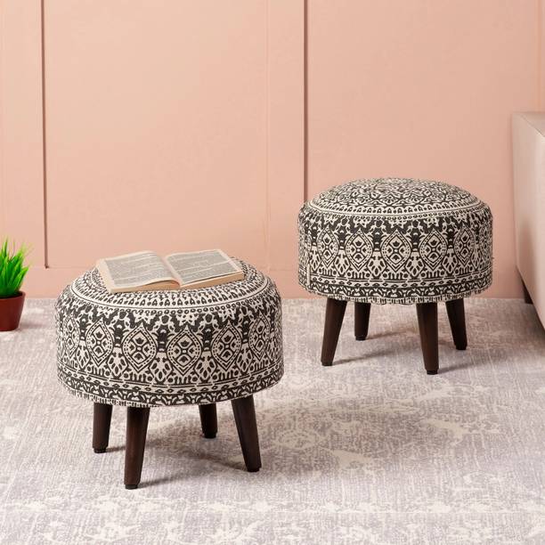 nestroots Stool for Living Room Sitting Printed Ottoman upholstered Foam Cushioned pouffe Living & Bedroom Stool