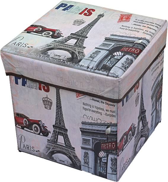 KUBER INDUSTRIES Cotton 1 Piece Foldable Cloth Storage Stool Seat Box (Multi) Stool