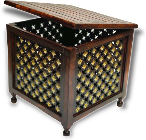 manzees Beautiful Antique Wooden Storage Stool, Big Size Stool, Bedroom Stool Stool