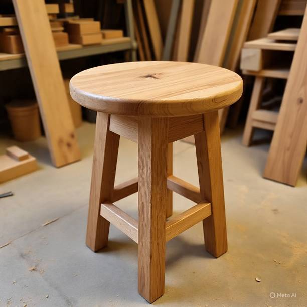 FARIQUE ART Round Wooden Stool Living & Bedroom Stool