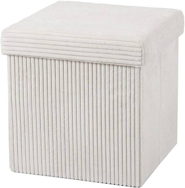 Inditradition Foldable Ottoman Pouf Stool with Spongy Cushioning & Inbuilt Storage Caddy Living & Bedroom Stool