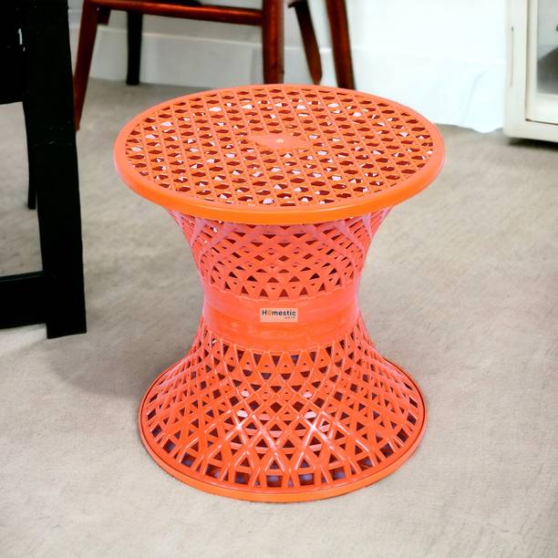 HOMESTIC Plastic Mesh Damroo Seating Stool|Both Sided Stool for Guestroom|Red Stool