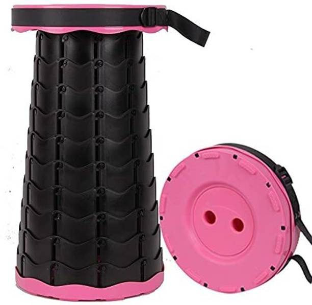 IRIS Camping Stool Retractable Folding Plastic Step Stool for Indoor, Outdoor, Camping, Walking, Hunting, Hiking, Fishing, Travel, Gardening, Beach, 2.5" to 18" Adjustable Height (Pink) Outdoor & Cafeteria Stool