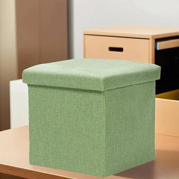KUBER INDUSTRIES Square Folding Seating Stool for Toy-Clothes-Books|M ZH009GN|Green Stool