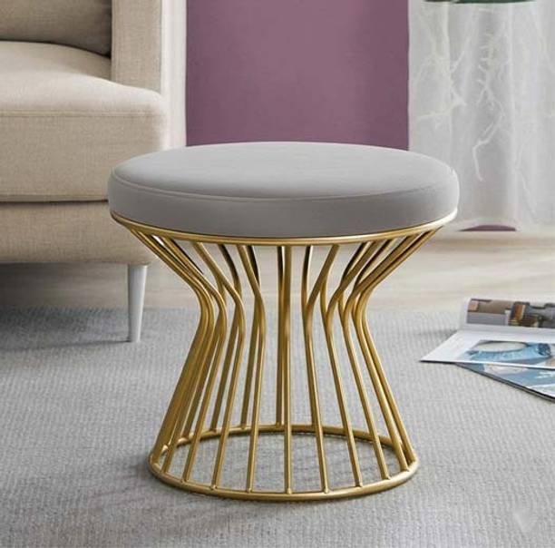 WallHeaven Premium Iron Foot Stool Round Padded Ottoman Stool