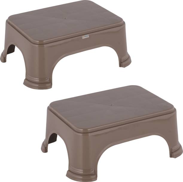 HOMESTIC Pack of 2 Durable Bathroom Stool for Bathing for Home | Plain - Brown Stool