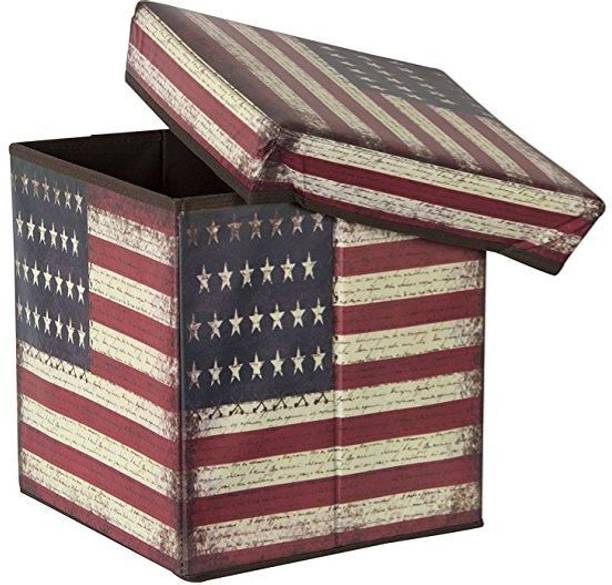 Storia Antique-Style USA Flag Sitting Storage Box (31x31x31)cm Living & Bedroom Stool