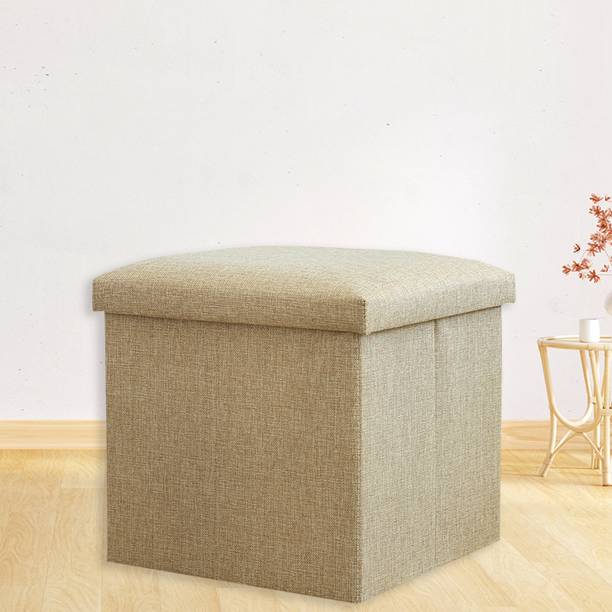KUBER INDUSTRIES Square Folding Seating Stool for Toy-Clothes-Books|M ZH008BG|Beige Stool