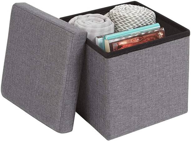 ridhhu mart Cube Shape Sitting Stool with Storage Box Living Foldable Storage Clothes Natural Fiber Box