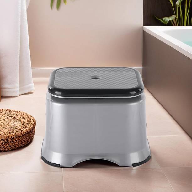 KUBER INDUSTRIES Ultra 10 Multiuses Portable,Durable Plastic Bathroom Sitting Stool, Patla Bathroom Stool