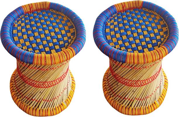 Bhavishya Bamboo Mudda Stool, Chair For Living Room Round Shape Wooden Stool For Garden Outdoor & Cafeteria Stool
